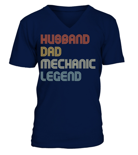 Vintage Husband Dad Mechanic Legend Funny Handyman V-Neck T-shirt