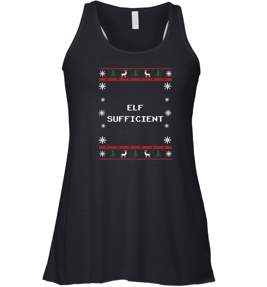 Elf Sufficient Christmas Introvert Xmas Antisocial Women's Flowy Tank Top
