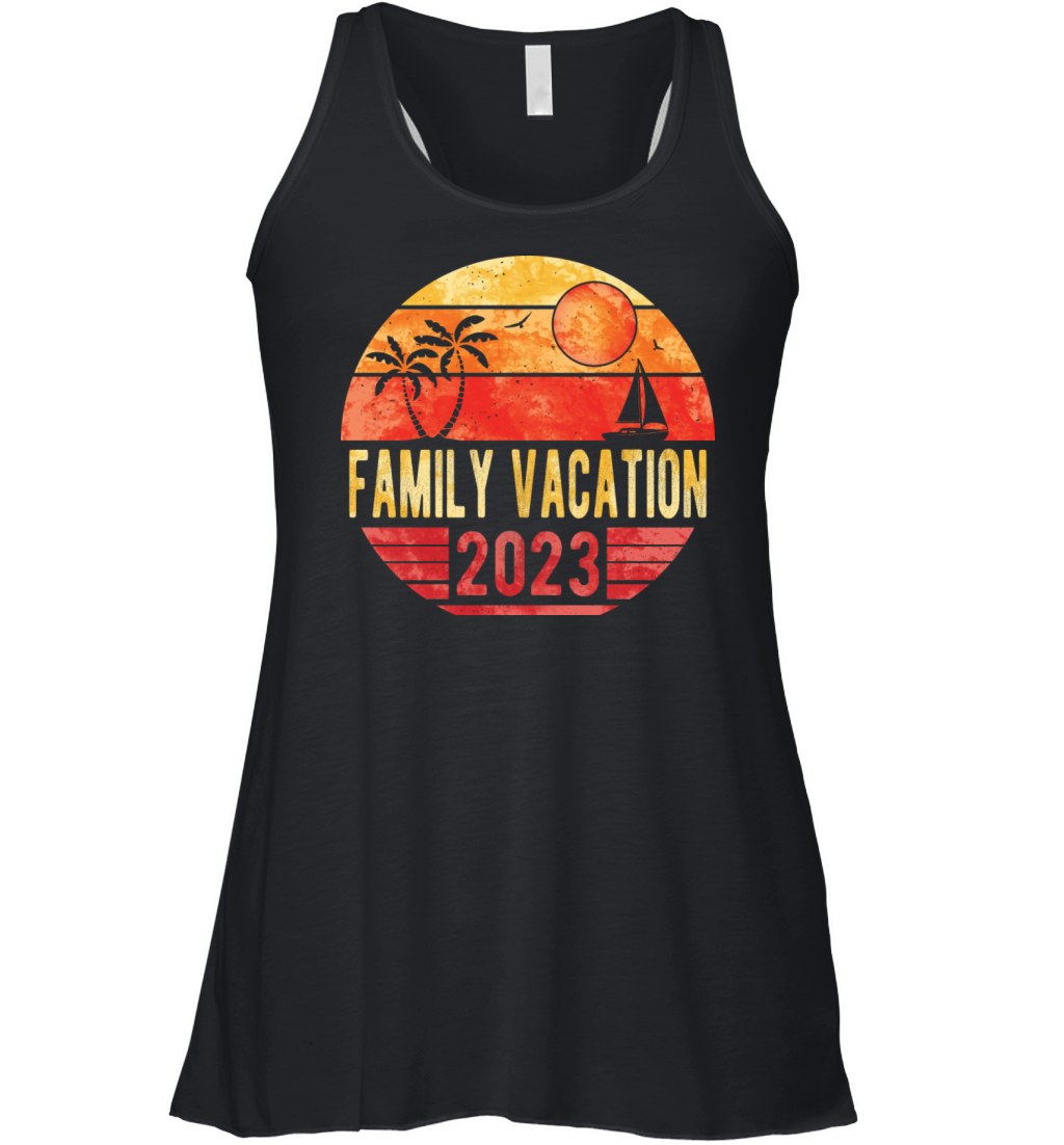 Family Summer Vacation 2023 Vintage Retro Sunset Women's Flowy Tank Top
