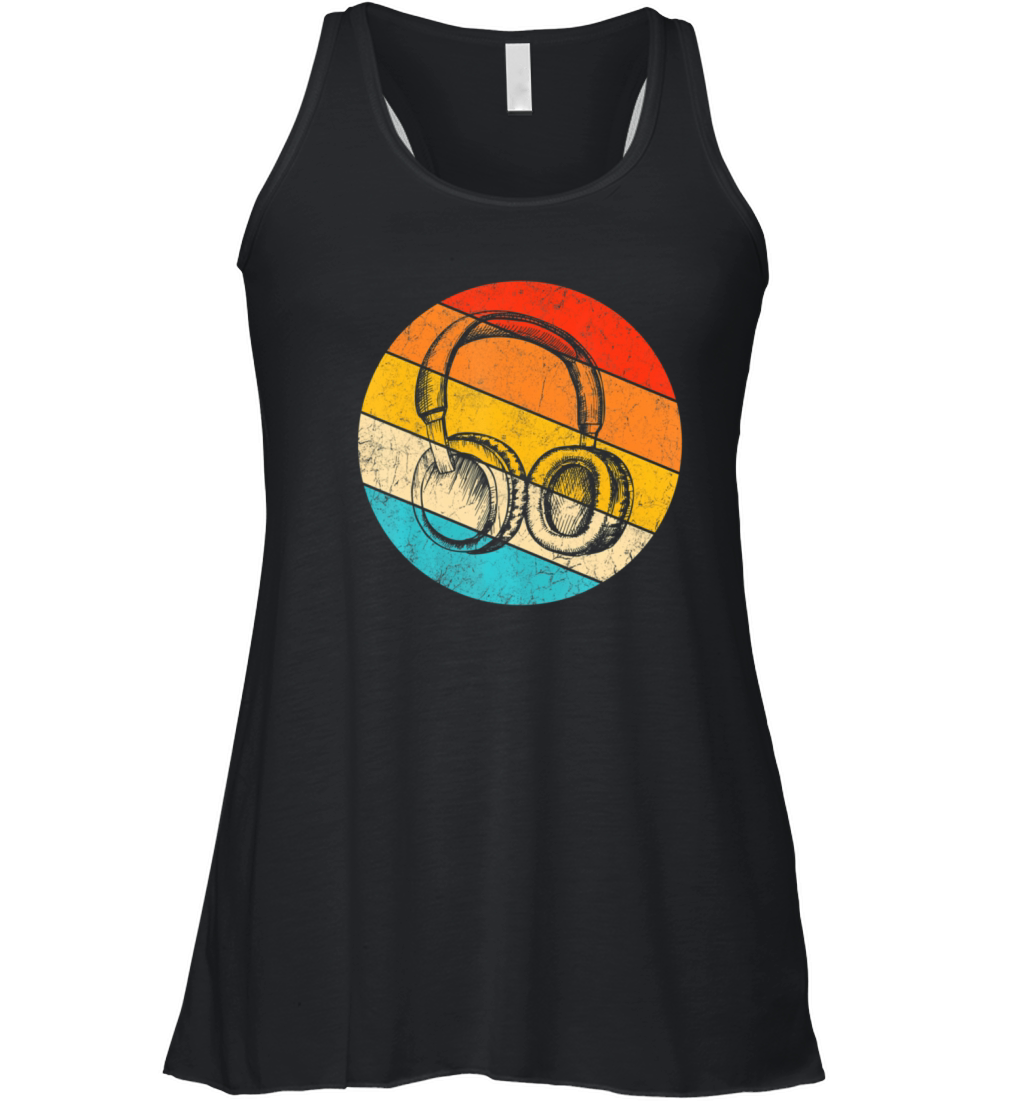 Music Lover Vintage Retro DJ Funny Headphones Women's Flowy Tank Top