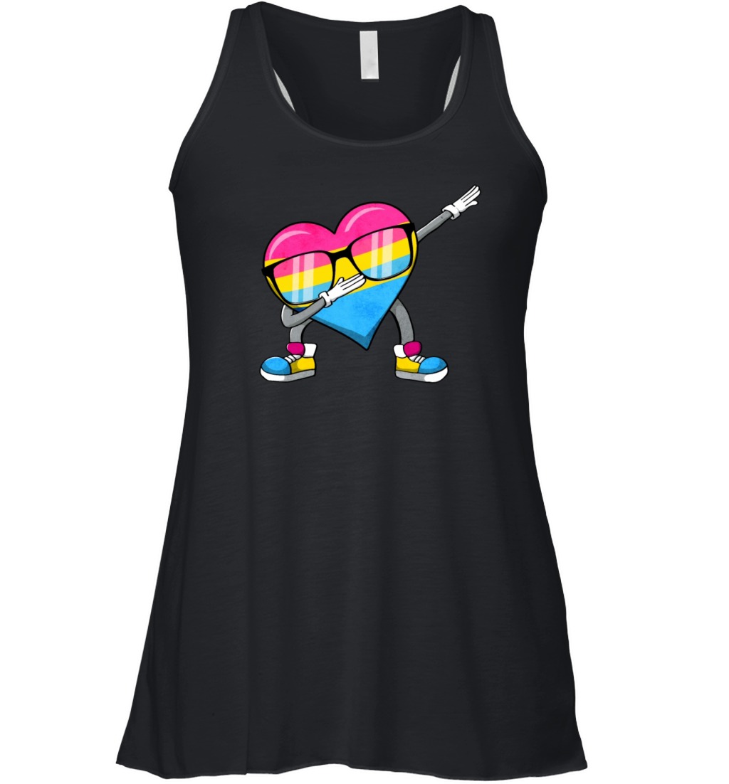 Pansexual Pride Pan Flag Dabbing Heart Sublte Women's Flowy Tank Top