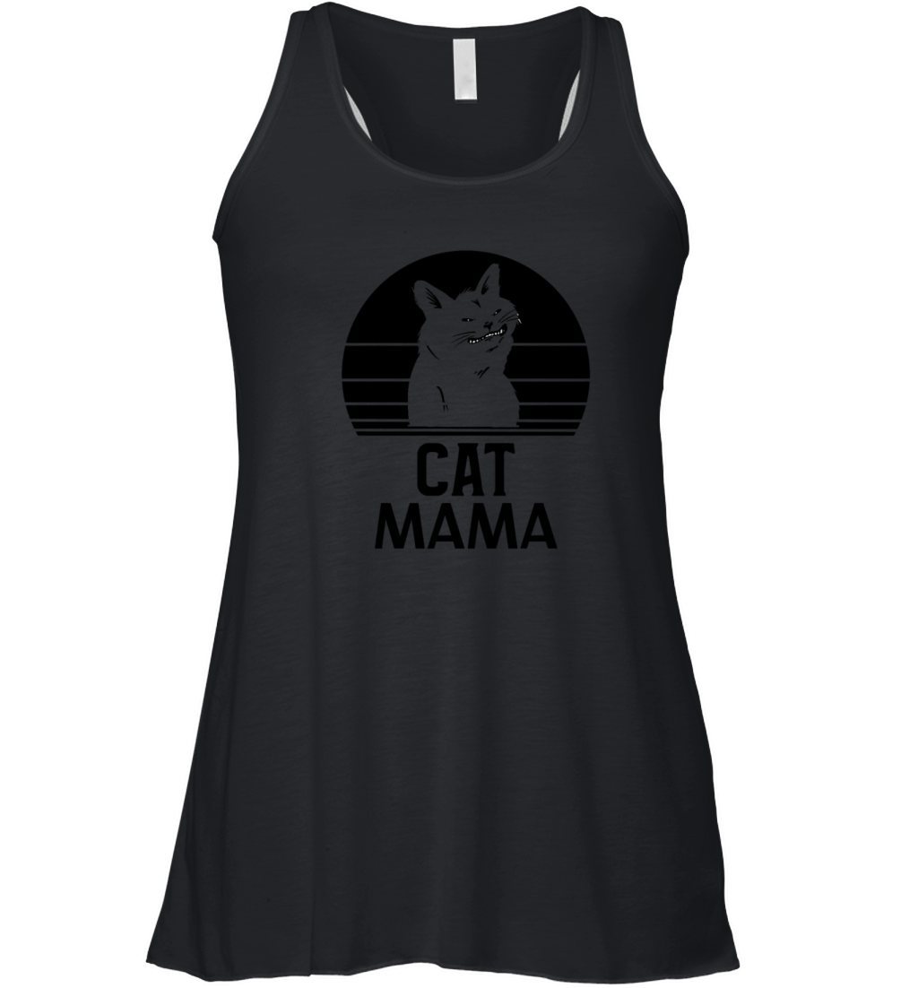 Retro Funny Vintage 80s Style Cat Mom Distressed Women's Flowy Tank Top