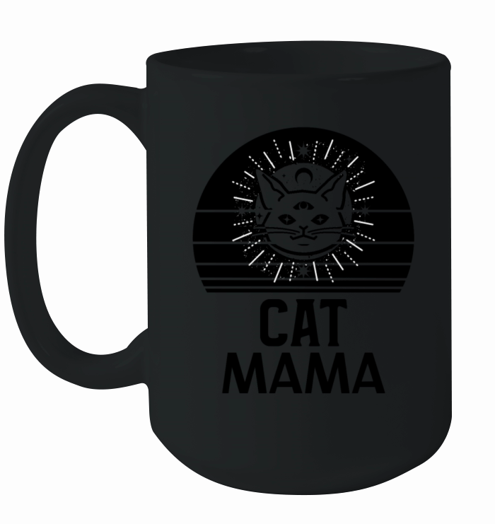 Eighties Cat Vintage Retro Sunset Cat Mom Shirt Ceramic Mug