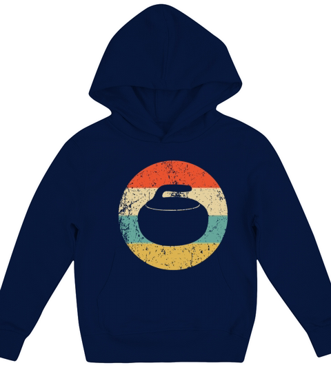 Curling Vintage Retro Curling Stonecurling for boy Kids Hoodie