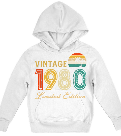 Vintage 1980 Limited Edition Made In 1980 Birthday Kids Hoodie