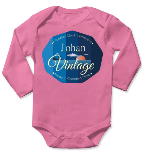 Johan First Name Vintage Blue Long Sleeve Baby One-Piece