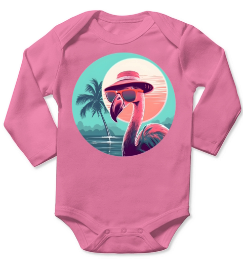 Retro Style 80s 90s Vintage Flamingo Lovers Long Sleeve Baby One-Piece