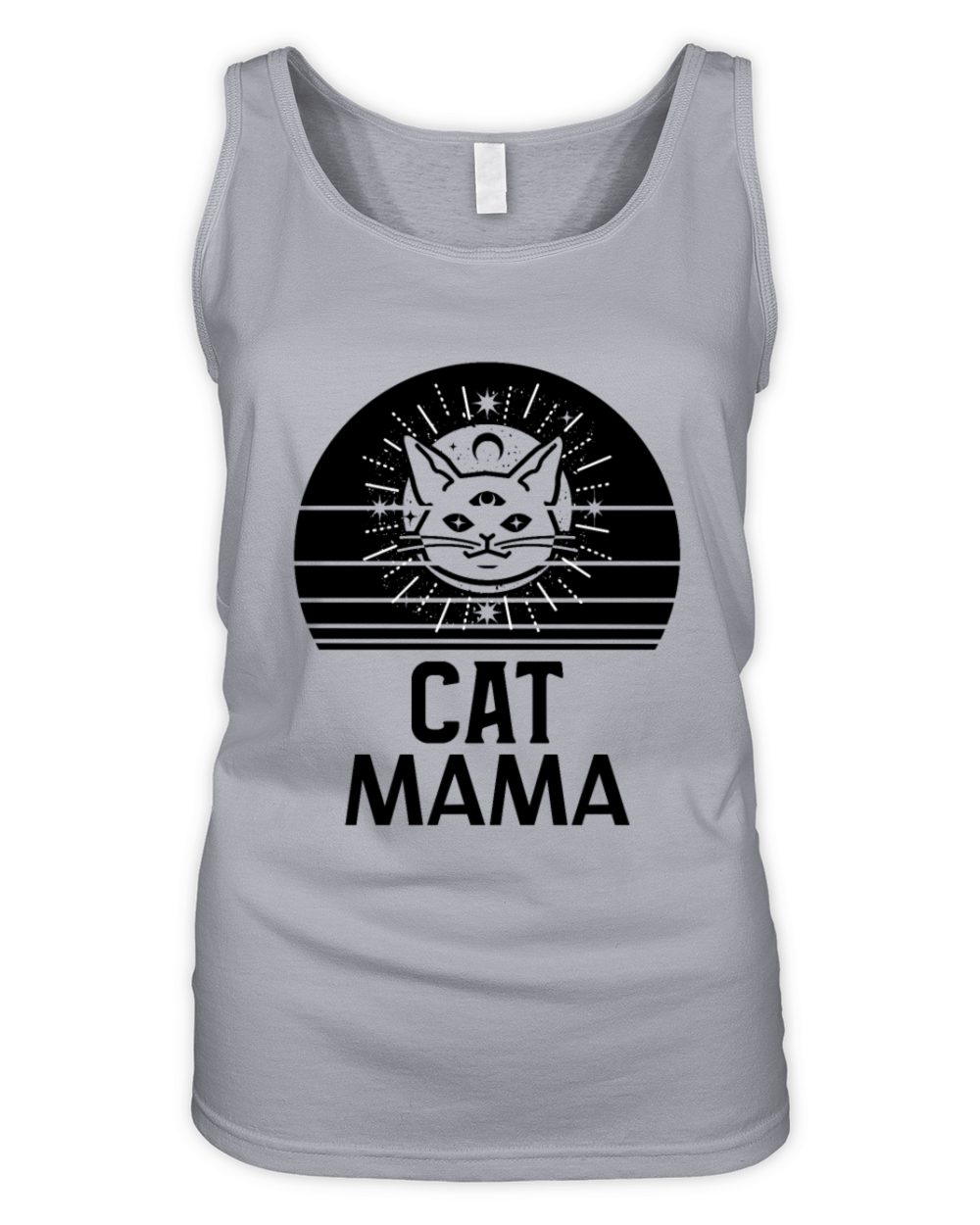 Eighties Cat Vintage Retro Sunset Cat Mom Shirt Organic Women's Tank Top