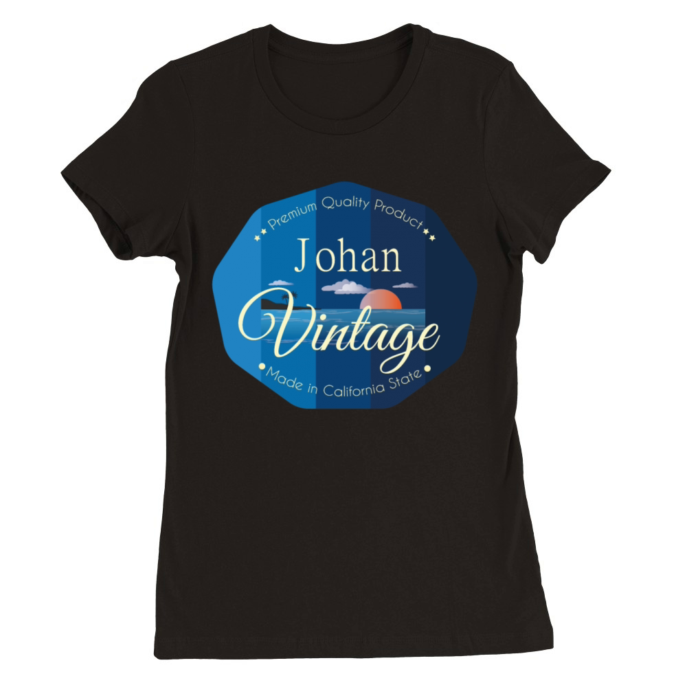 Johan First Name Vintage Blue Premium Womens Crewneck T-shirt