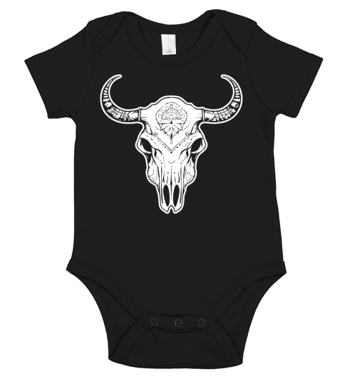 Cow Skull Boho Short Sleeve Baby One-Piece