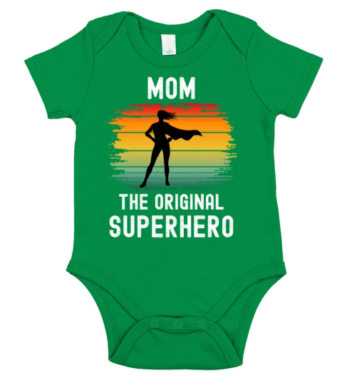 Mom The Original Hero Mothers Day Quote Short Sleeve Baby One-Piece