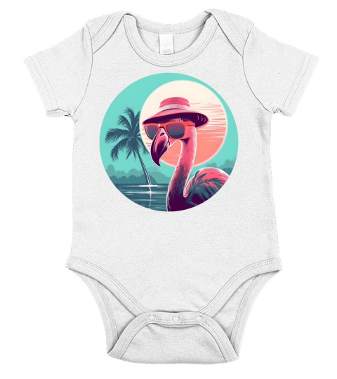 Retro Style 80s 90s Vintage Flamingo Lovers Short Sleeve Baby One-Piece