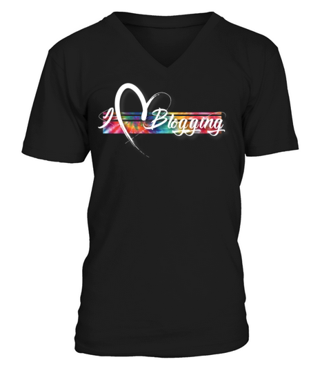 I Love Blogging Tie Dye Cool Vintage Inspired V-Neck T-shirt