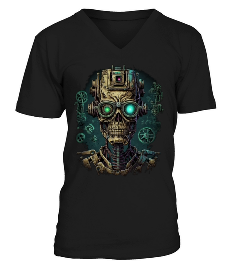 robot V-Neck T-shirt