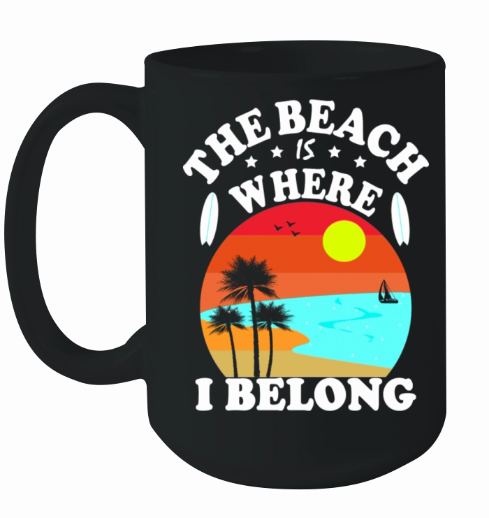 The Beach Is Where I Belong Vintage Christmas Ceramic Mug