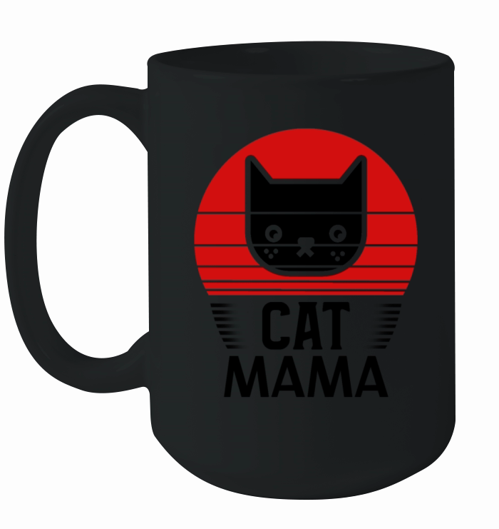 Vintage 80s Style Retro Distressed Cat Mom Funny Ceramic Mug