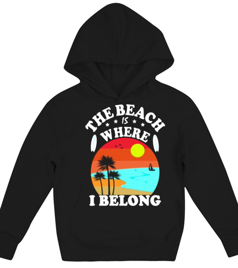 The Beach Is Where I Belong Vintage Christmas Kids Hoodie