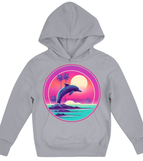 Vintage 80s 90s Style for Dolphin Lovers Kids Hoodie