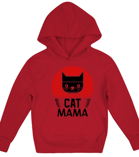 Vintage 80s Style Retro Distressed Cat Mom Funny Kids Hoodie