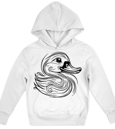 Vintage Tattoo Lines Duck With Big Beak Kids Hoodie