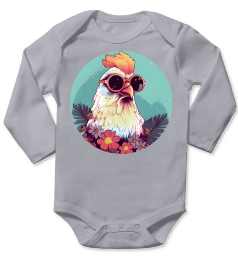 80s 90s Chicken Lovers Vintage Long Sleeve Baby One-Piece