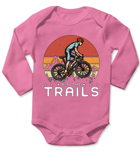 Mountain Bike Hit The Trails Retro Loves Bicycle Long Sleeve Baby One-Piece