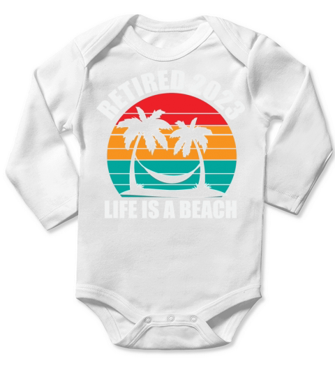 Retired 2023 Life Is A Beach Vintage Retirement Long Sleeve Baby One-Piece