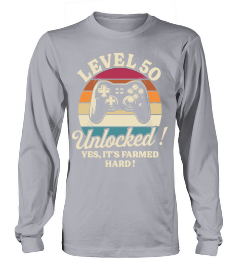 Geek Level 50 Unlocked 50th Birthday Gamer Long sleeved Unisex