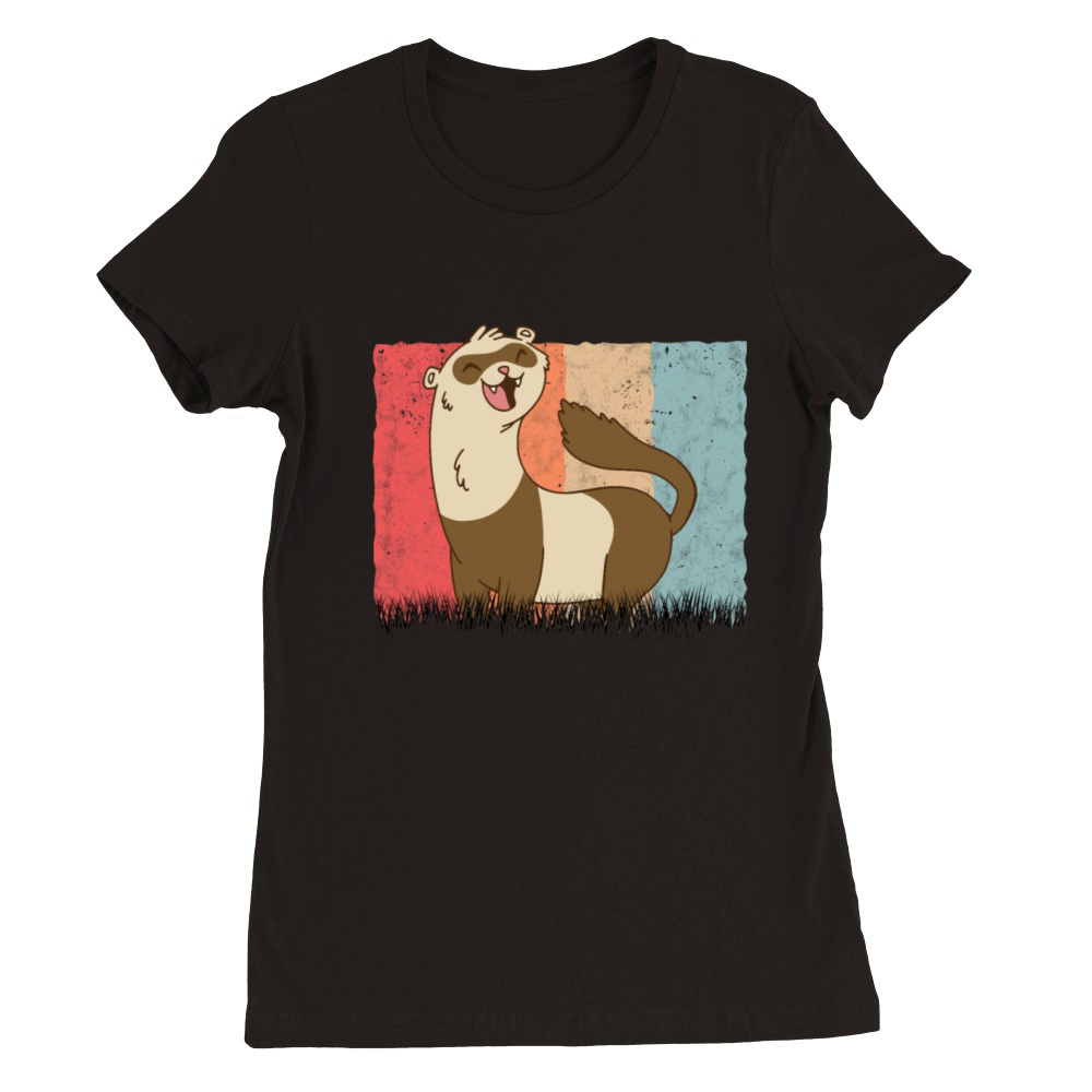 Ferret Retro Weasel Vintage Premium Womens Crewneck T-shirt