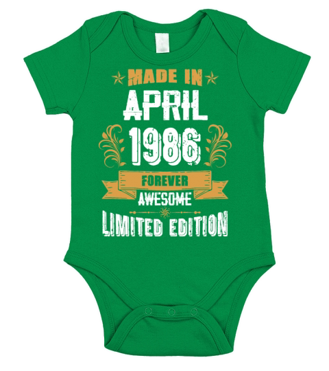 April 1986 Vintage Birthday Present Short Sleeve Baby One-Piece