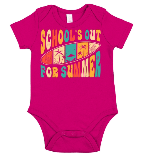 Retro Last Day Of School Schools Out For Summer Short Sleeve Baby One-Piece