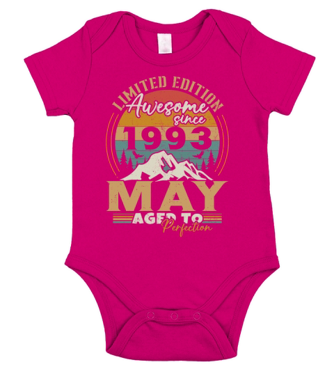 Vintage Born In May 1993 Birthday Gift Short Sleeve Baby One-Piece