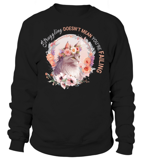 Turkish Angora Cat Breed Flower Crown Positive Aff Sweatshirt Unisex