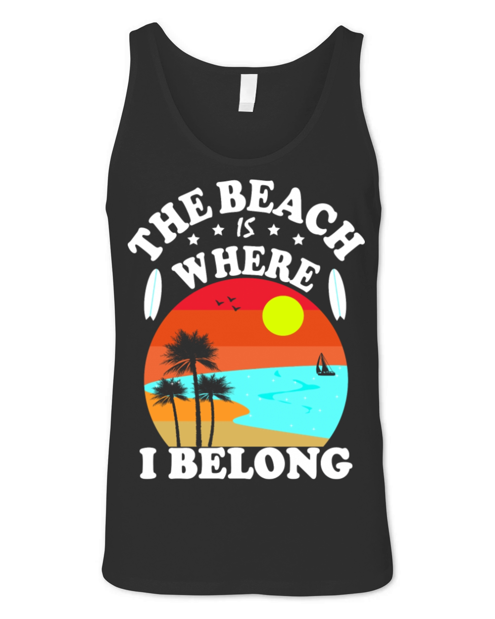The Beach Is Where I Belong Vintage Christmas Unisex Jersey Tank