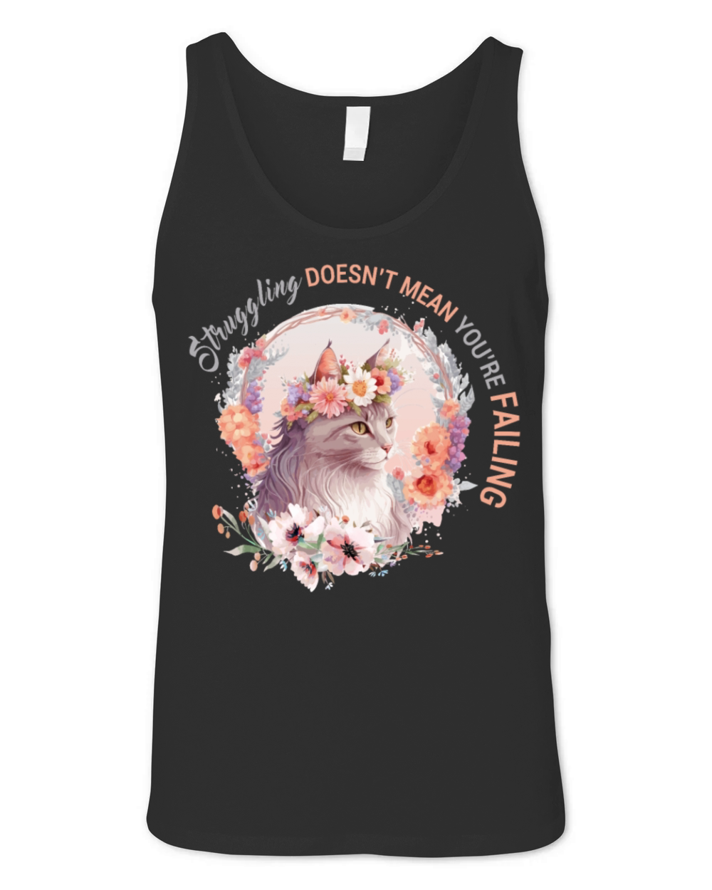 Turkish Angora Cat Breed Flower Crown Positive Aff Unisex Jersey Tank
