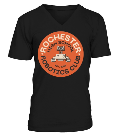 1996 Rochester Robotics Club Retro-Style Graphic V-Neck T-shirt