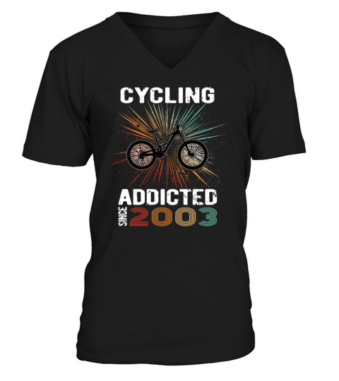 20 birthday 2003 vintage retro bicycle cyclist V-Neck T-shirt