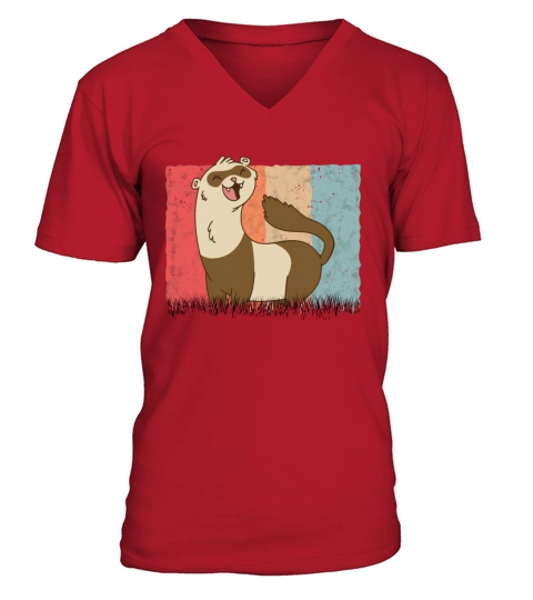 Ferret Retro Weasel Vintage V-Neck T-shirt