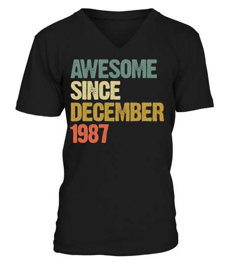 Groovy Awesome Since December 1987 Vintage Gift V-Neck T-shirt