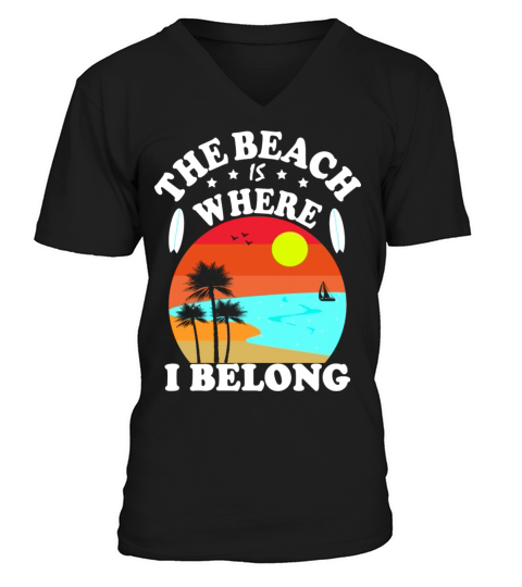 The Beach Is Where I Belong Vintage Christmas V-Neck T-shirt
