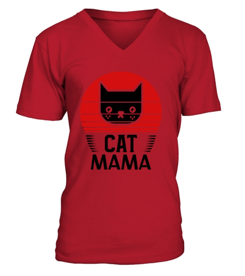 Vintage 80s Style Retro Distressed Cat Mom Funny V-Neck T-shirt