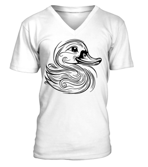 Vintage Tattoo Lines Duck With Big Beak V-Neck T-shirt