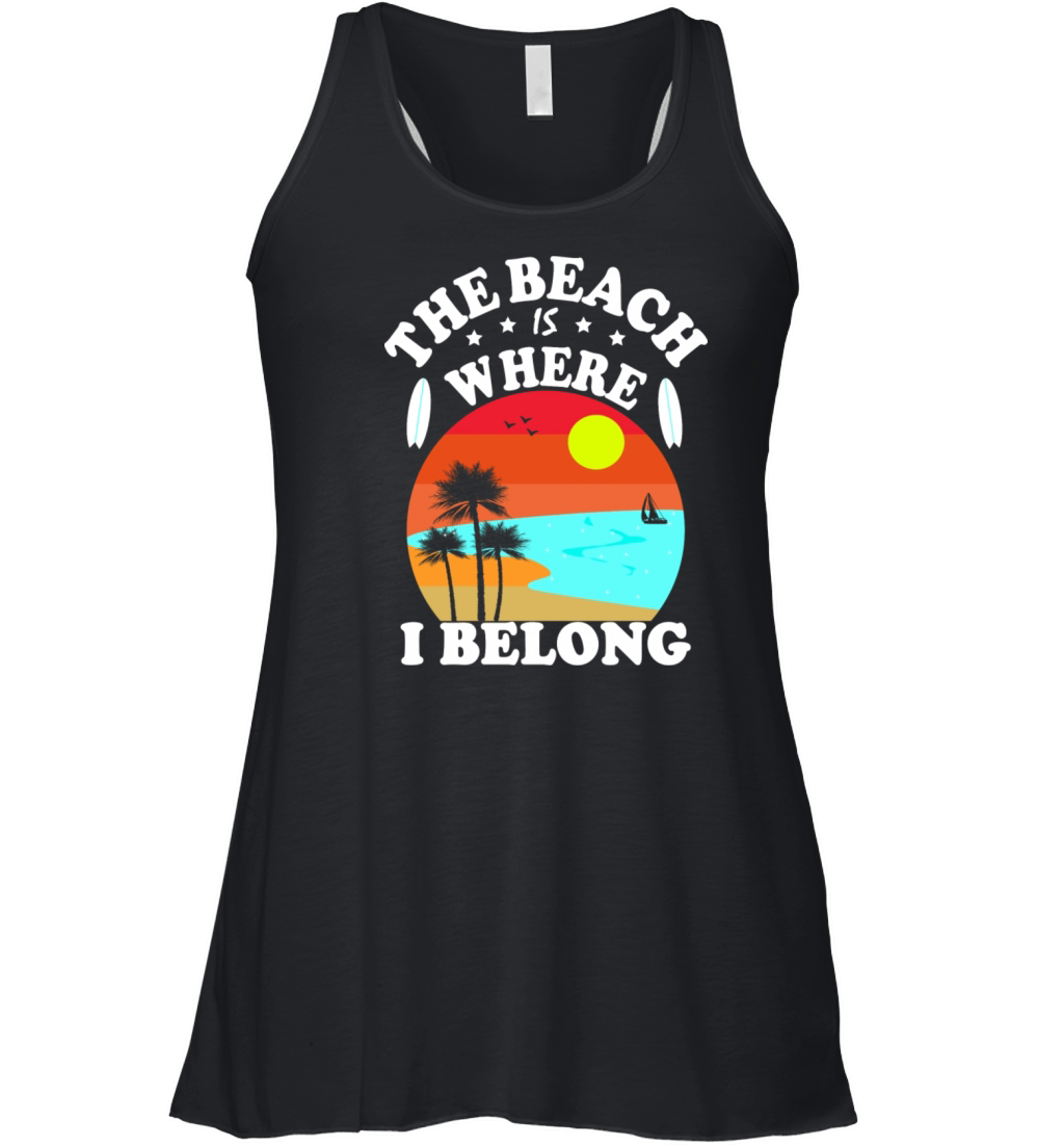 The Beach Is Where I Belong Vintage Christmas Women's Flowy Tank Top