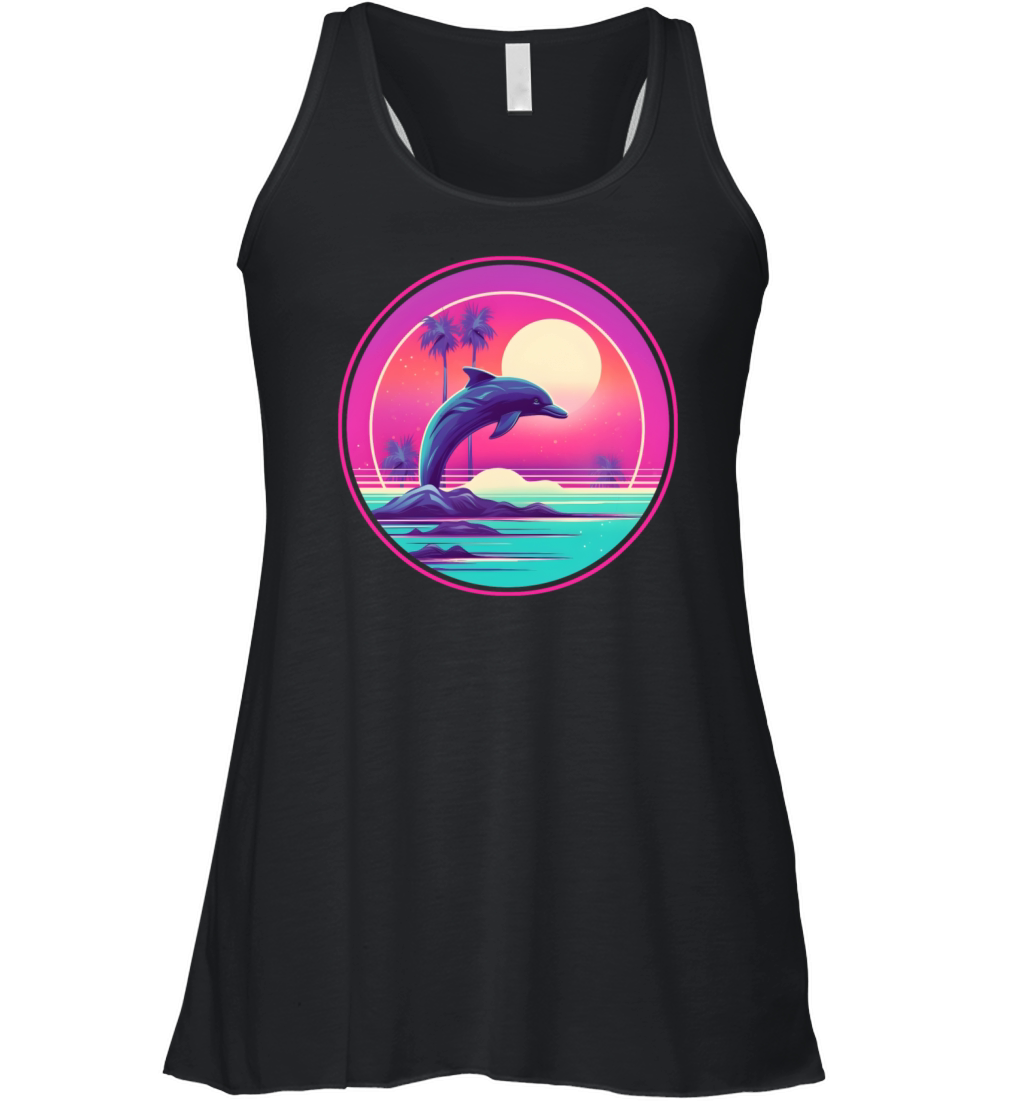 Vintage 80s 90s Style for Dolphin Lovers Women's Flowy Tank Top