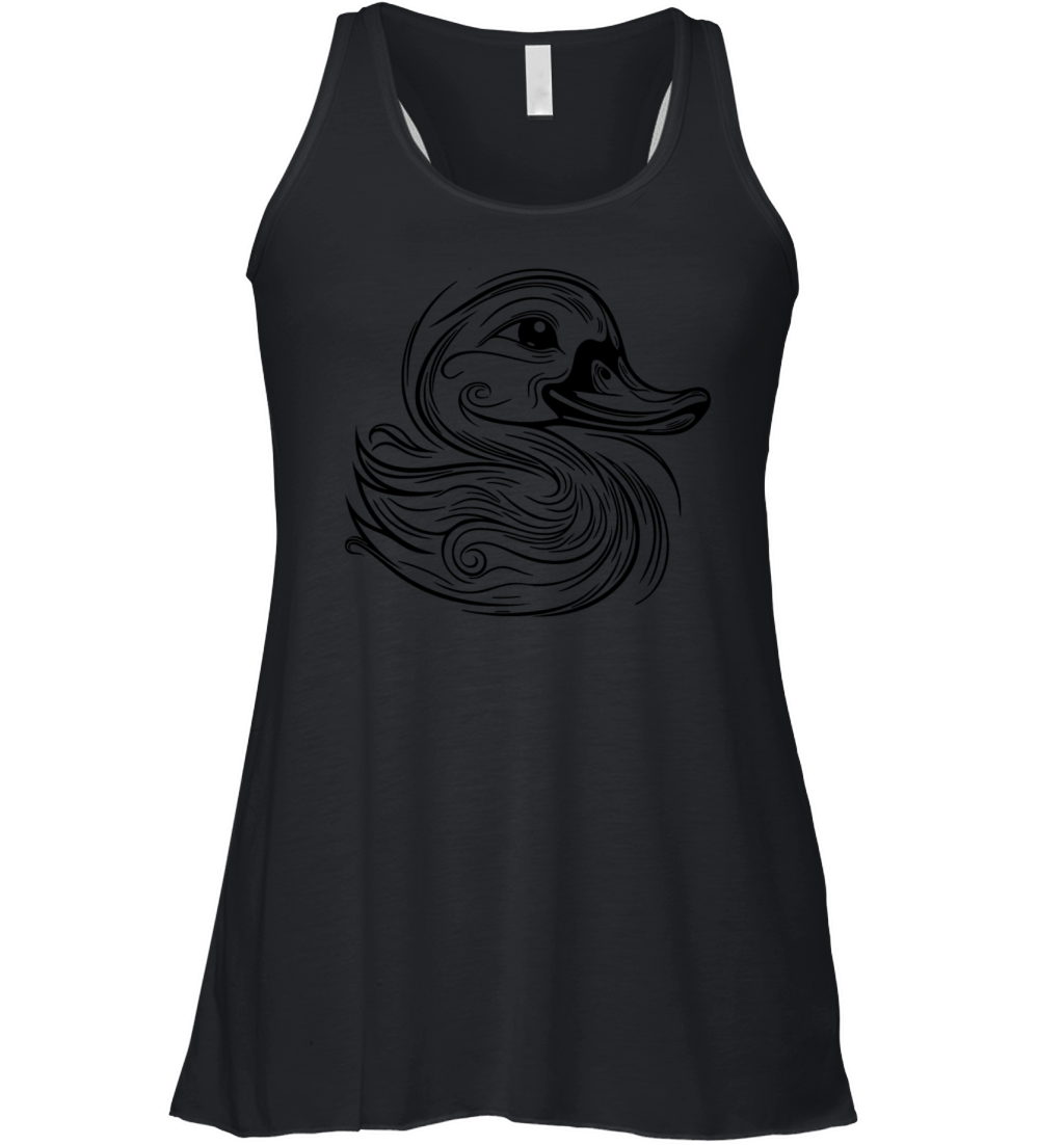 Vintage Tattoo Lines Duck With Big Beak Women's Flowy Tank Top