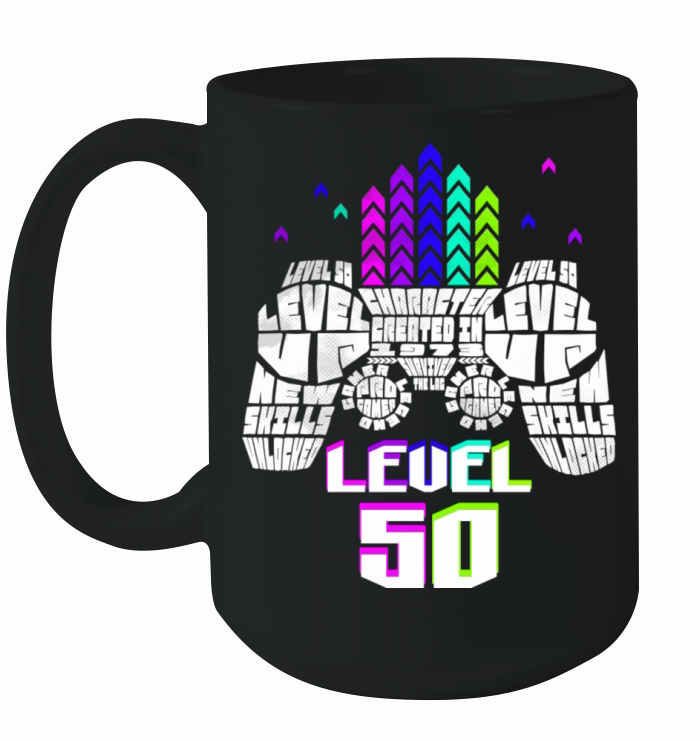 Geek Level 50 Unlocked 1973 50th Birthday Gamer Ceramic Mug