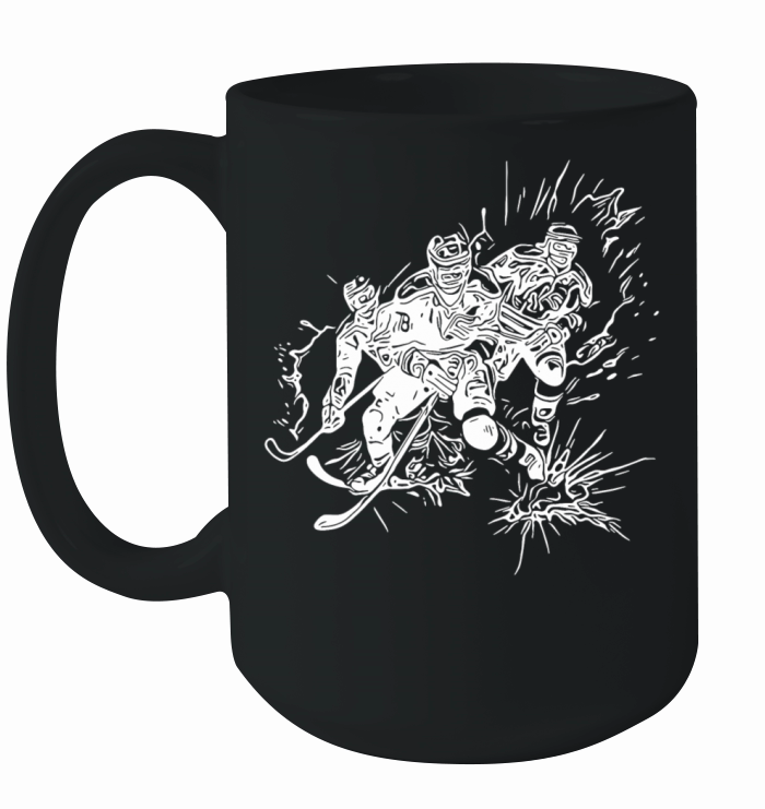 Vintage Ice Hockey Player Ice Crash Fan Motif Ceramic Mug