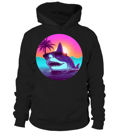 Retro 80s 90s Shark Lovers Hoodie Unisex