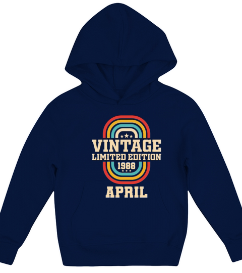 35th birthday April vintage 1988 vintage Kids Hoodie