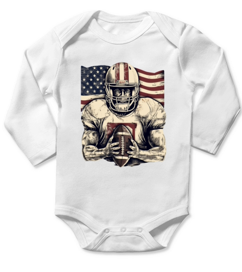 Football USA American Flag Vintage Gift Long Sleeve Baby One-Piece